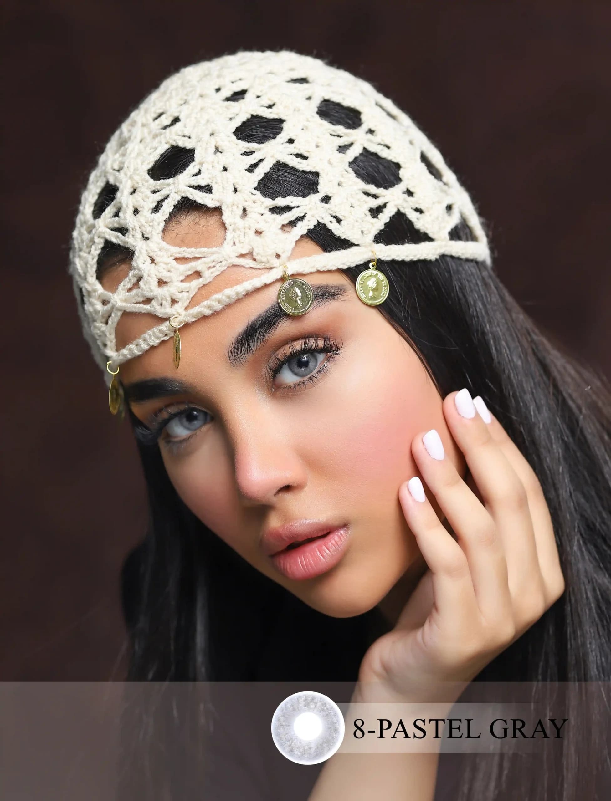 لنز رنگی پاستل گری(آبی طوسی دور دار )