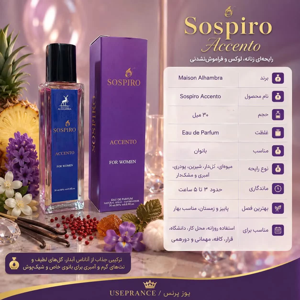 عطر سوسپیرو آکسنتو الحمبرا 30 میل | بررسی، رایحه و خرید