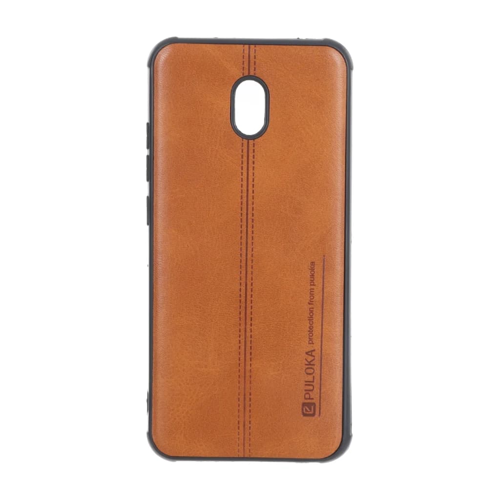 قاب Puloka طرح چرم دوخت دار Xiaomi Redmi 8A – قهوه ای — تصویر ۲