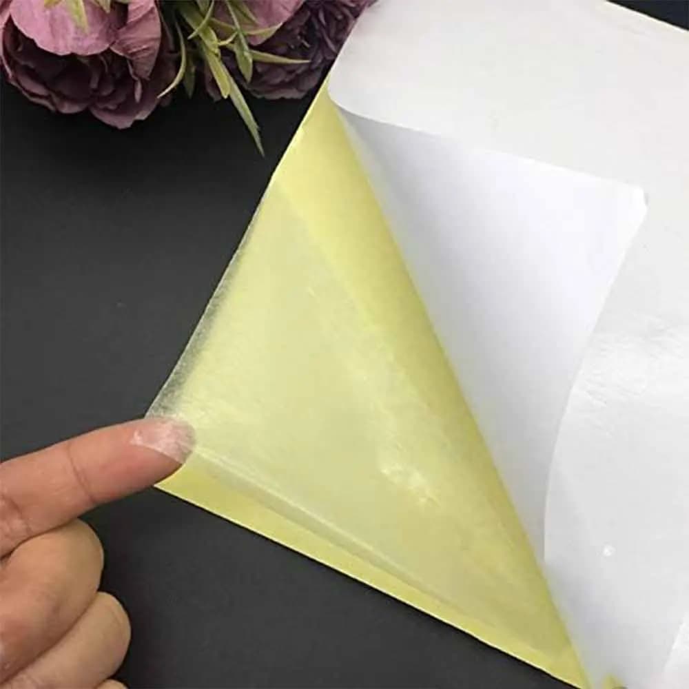 لیبل پشت چسب دار شیشه ای مات (لیبل ترنسپرنت PVC) سایز A4 بسته 100 برگی — تصویر ۳