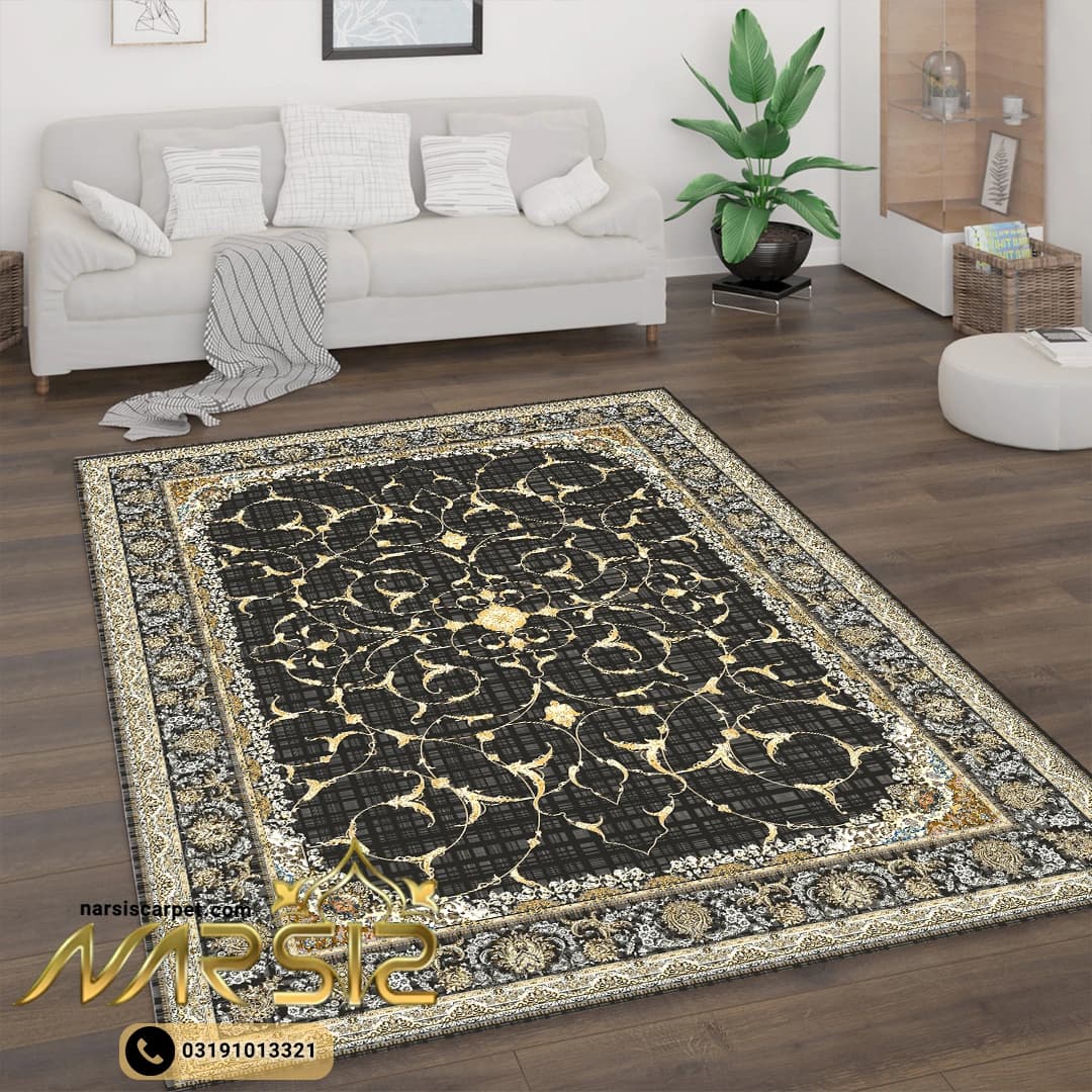 فرشینه فرش افشان طرح غزال زغالی کد 9042 — تصویر ۲