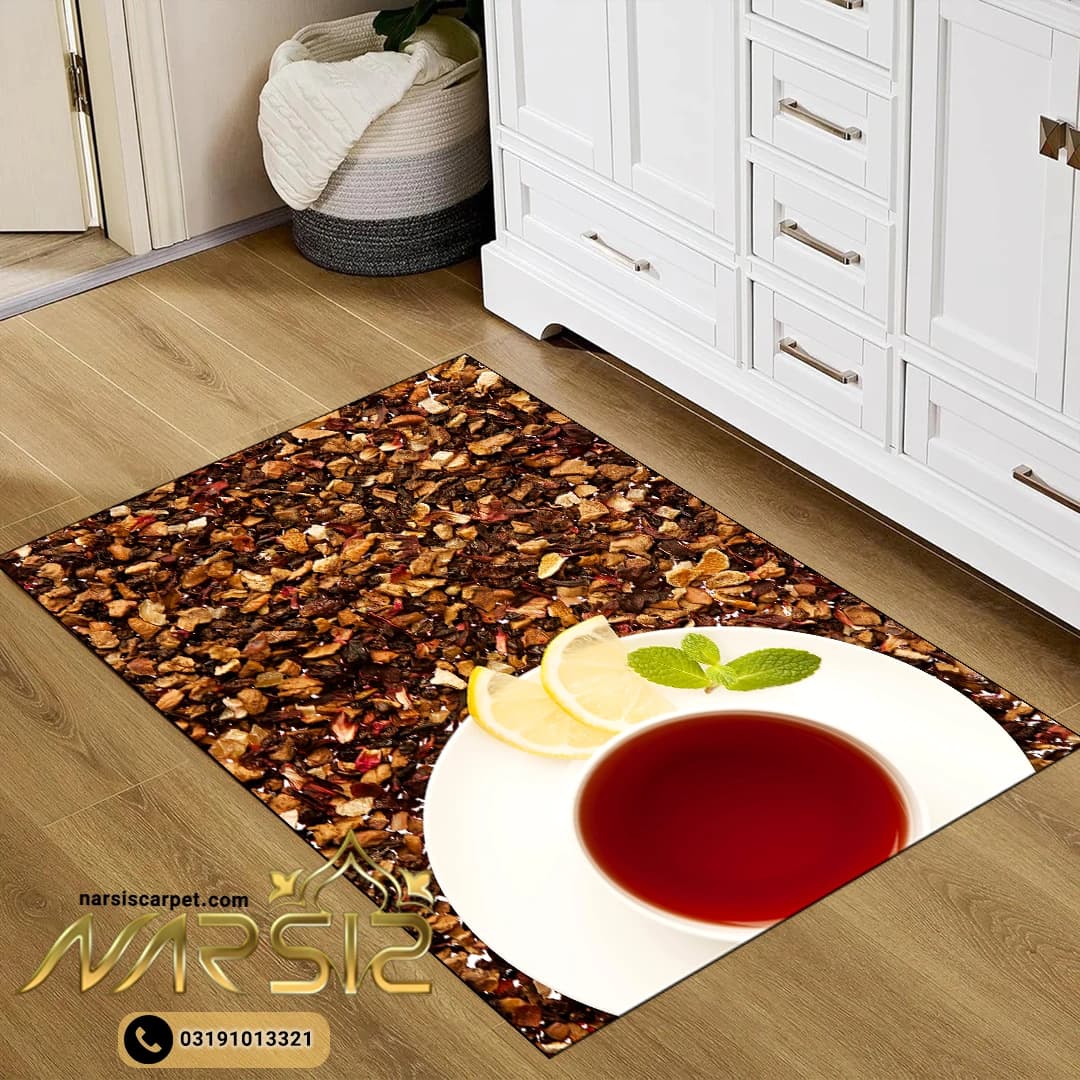 فرشینه آشپزخانه طرح فنجان چای کد 7032 — تصویر ۲