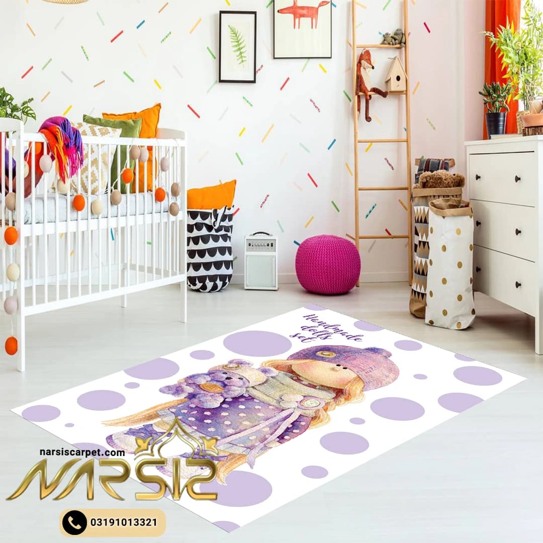 فرشینه کودک دخترانه طرح عروسک دختر و خرس کد 6036 — تصویر ۲