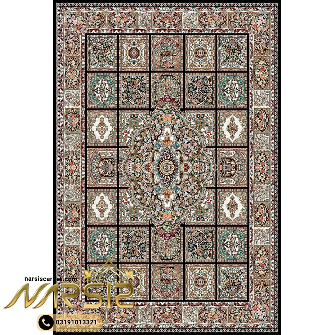 فرشینه فرش طرح کژال سرمه ای کد 9037