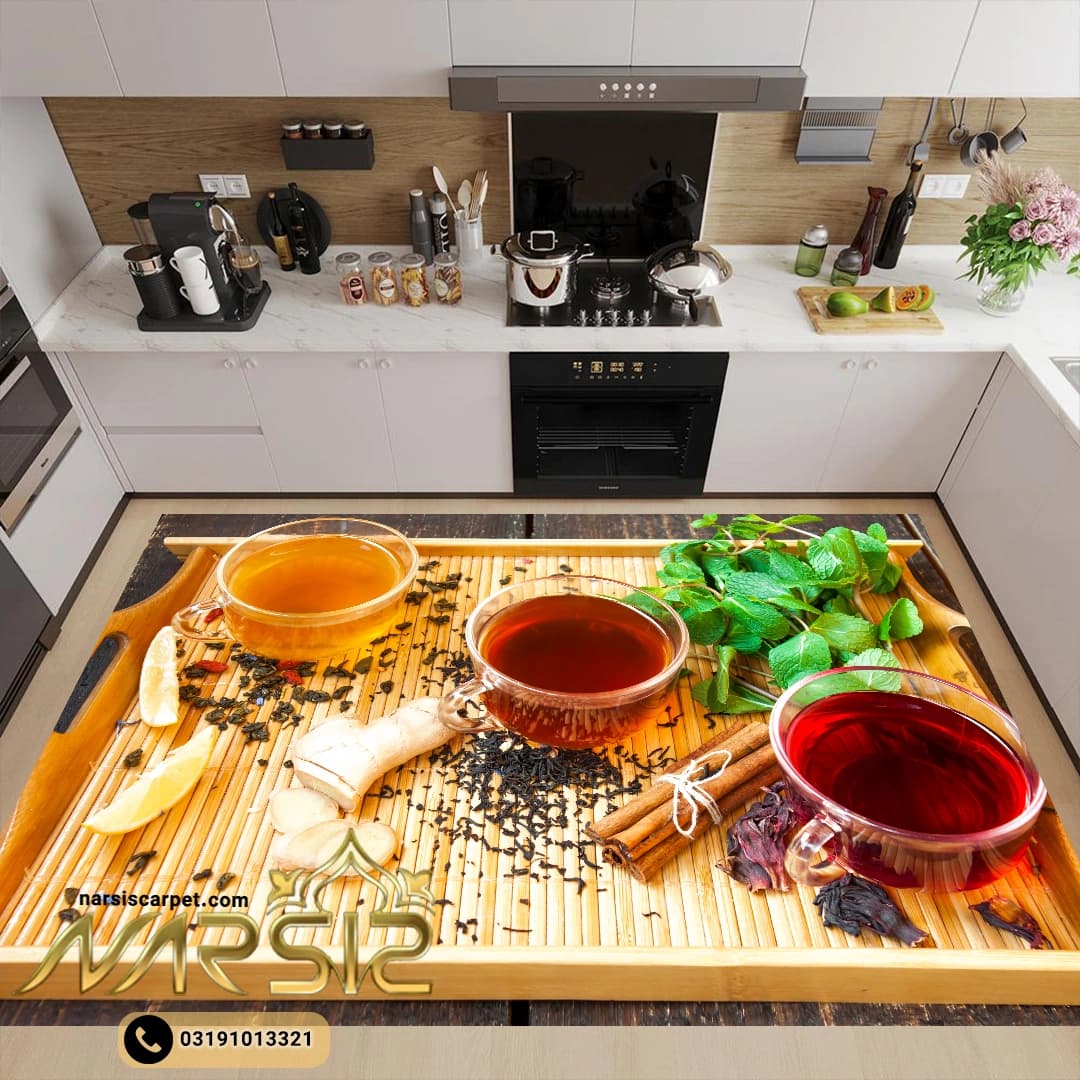 فرشینه آشپزخانه طرح چای و دمنوش کد 7022 — تصویر ۲