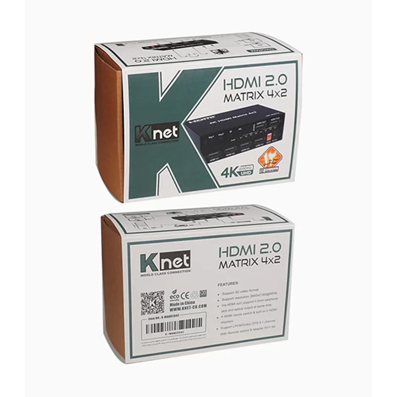 ماتریکس سوئیچ 2 در 4 HDMI با ریموت کنترل کی نت K-MAHD2042 — تصویر ۳