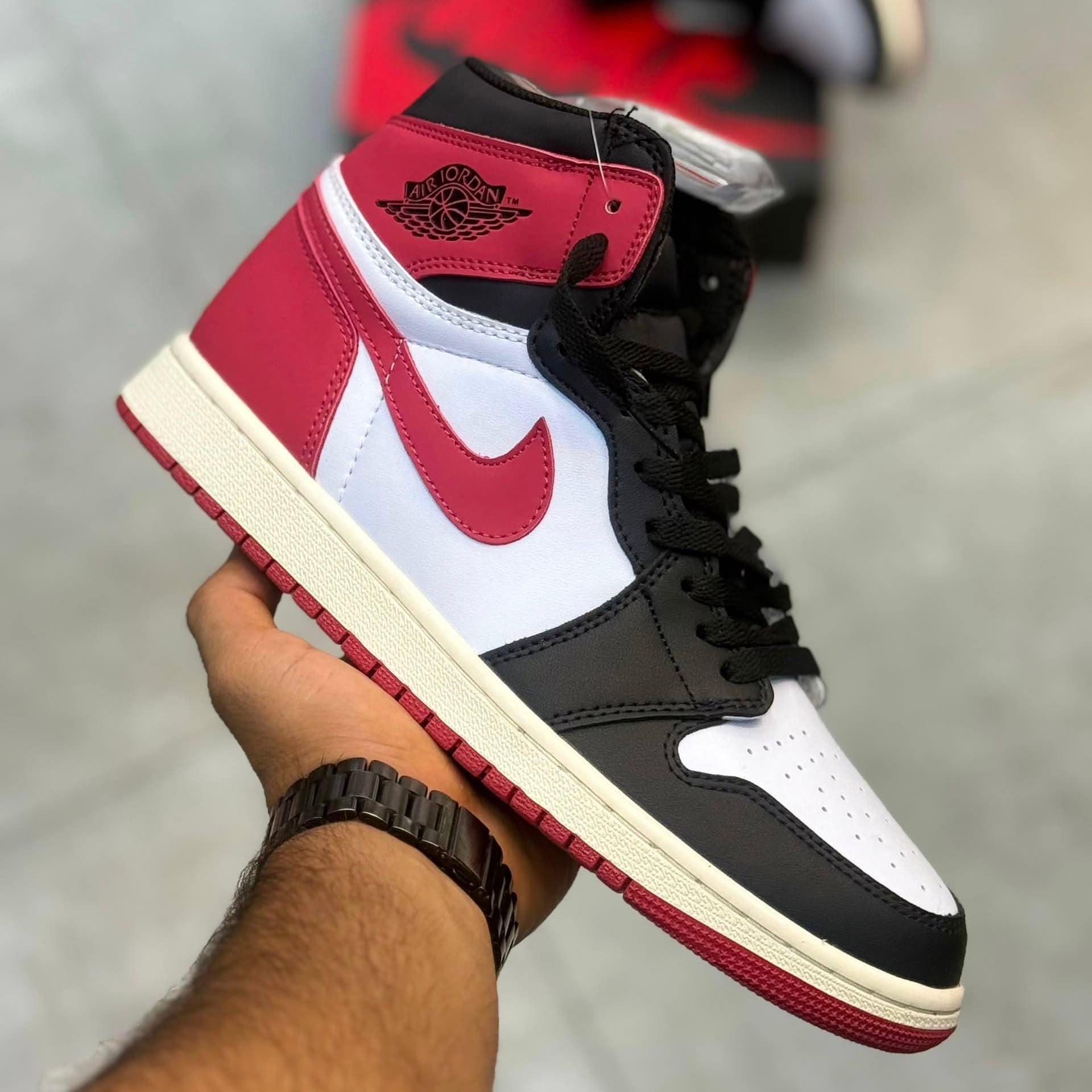 کفش کتونی مردانه ساقدار نایک ایر جردن 1 بلک توی Nike air jordan 1 Retro Black Toe — تصویر ۲