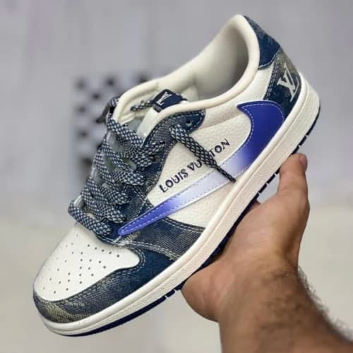 کفش کتونی زنانه و مردانه نایک ایر جردن وان لویی ویتون تراویس اسکات NIKE AIR JORDAN 1 LOUIS VUITTON X TRAVIS SCOTT — تصویر ۸