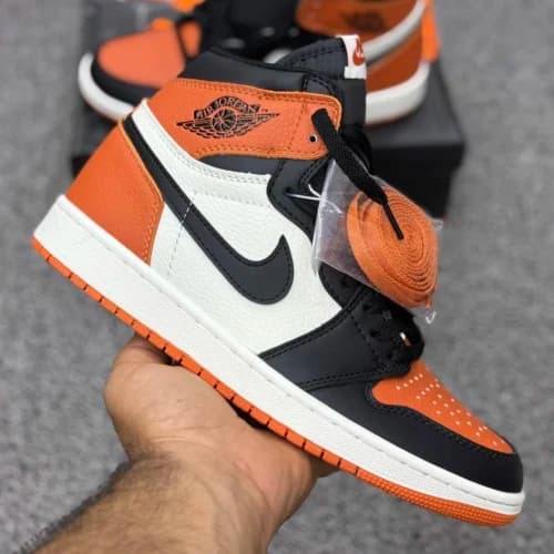 کفش کتونی نایک ایر جردن 1 ساقدار نارنجی مشکی شکسته | NIKE AIR JORDAN 1 SHATTERED BACKBOARD — تصویر ۶