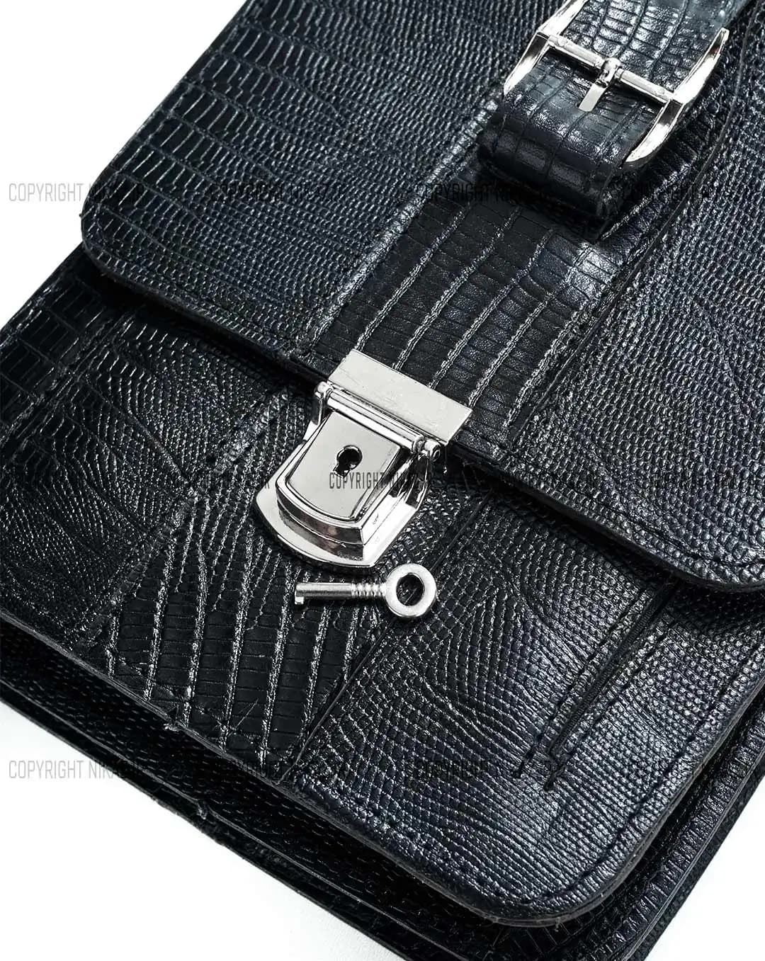 کیف دوشی مردانه چرم طبیعی مدل هیوا کد 2572 — تصویر ۶