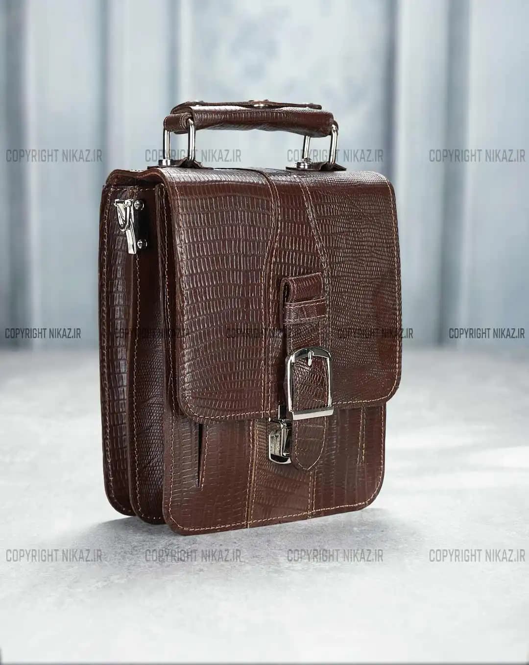 کیف دوشی مردانه چرم طبیعی مدل هیوا کد 2569 — تصویر ۲