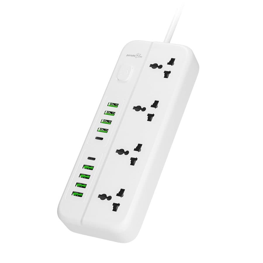 چندراهی برق هوشمند و شارژر پرودو Porodo Blue 4 Universal Sockets Power Strip PB-4ACPS2C8A-WH