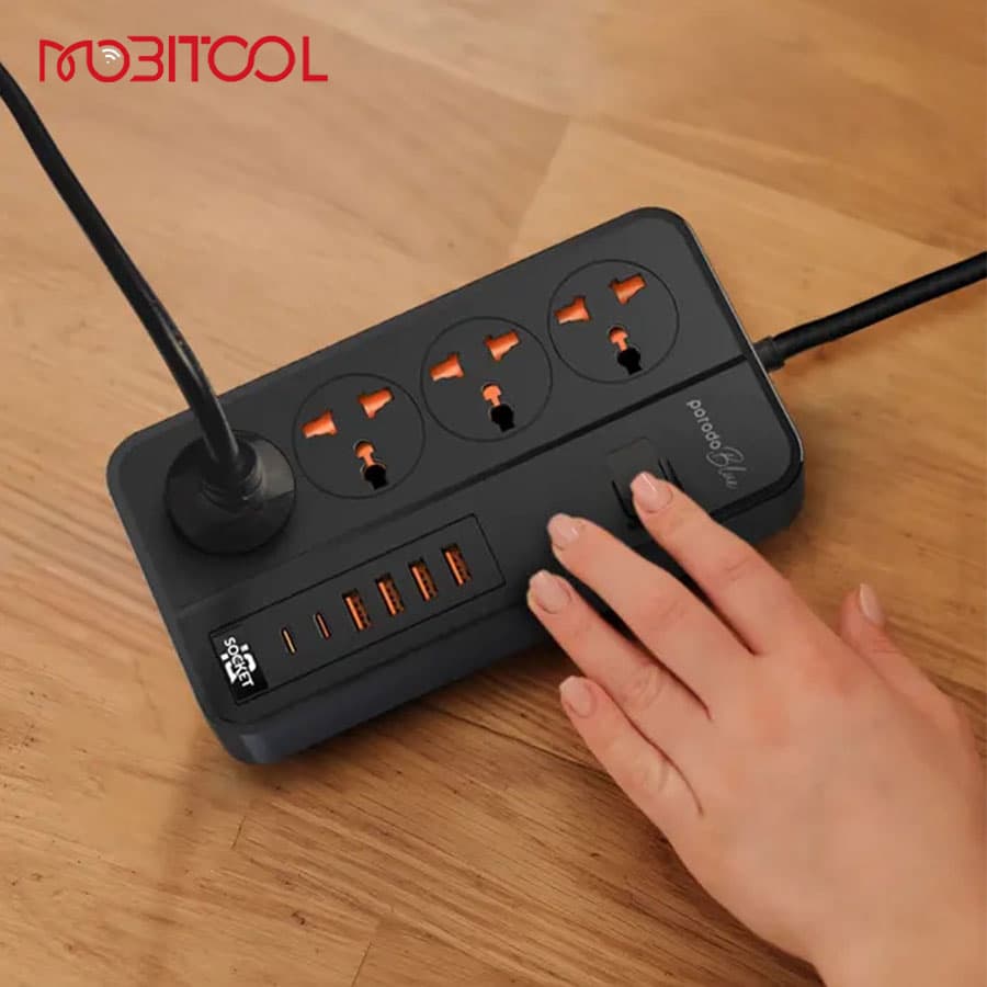 چندراهی برق هوشمند و شارژر پرودو Porodo Blue 4 AC Power Strip PB-FWCH034-BK — تصویر ۴