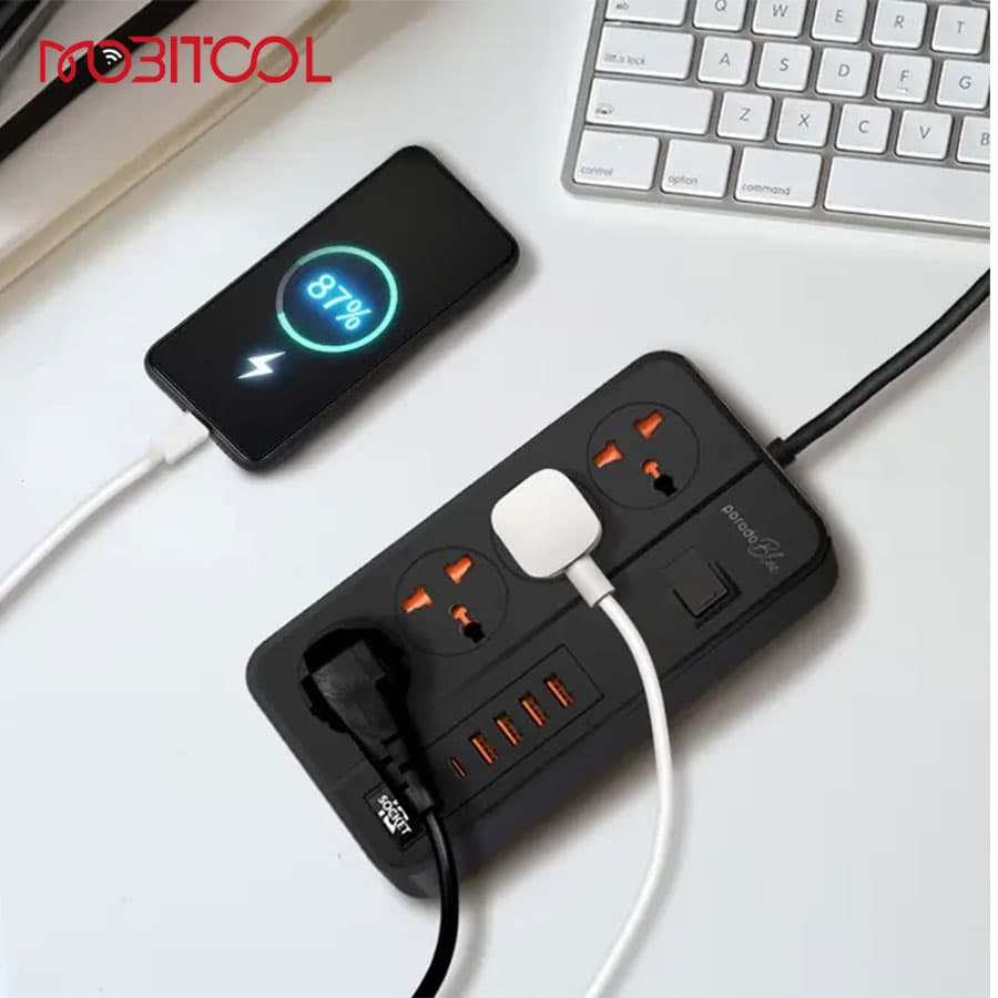 چندراهی برق هوشمند و شارژر پرودو Porodo Blue 4 AC Power Strip PB-FWCH034-BK — تصویر ۳