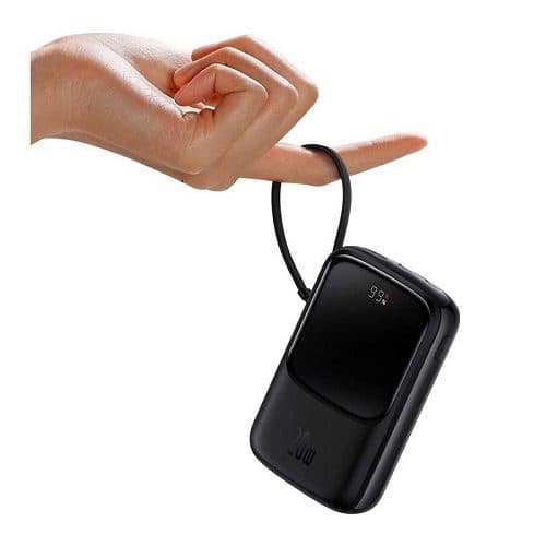 پاوربانک بیسوس مدل Qpow Pro PPQD060001 20W ظرفیت 10000mAH همراه کابل متصل لایتنینگ — تصویر ۵