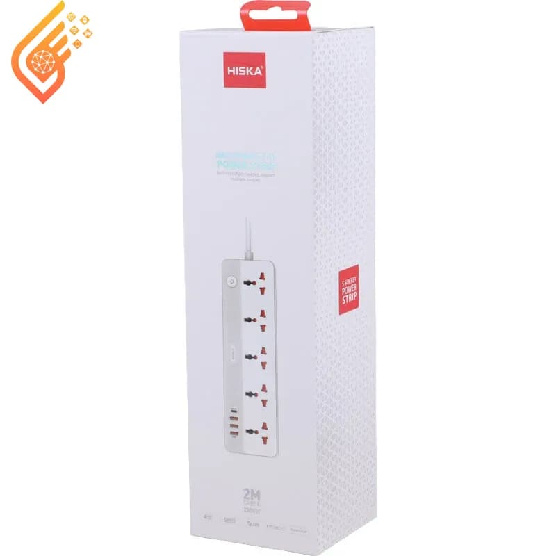 چند راهی 5 خانه هیسکا CH-5517UK با کابل 2 متری + شارژر USB و Type-C — تصویر ۱۱