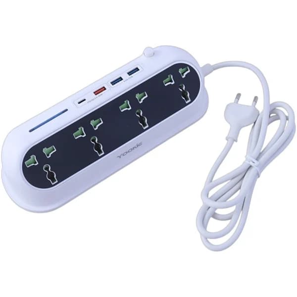 چند راهی 4 خانه یوکی EB02 با کابل 1.4 متری + شارژر USB و Type-C — تصویر ۱۲