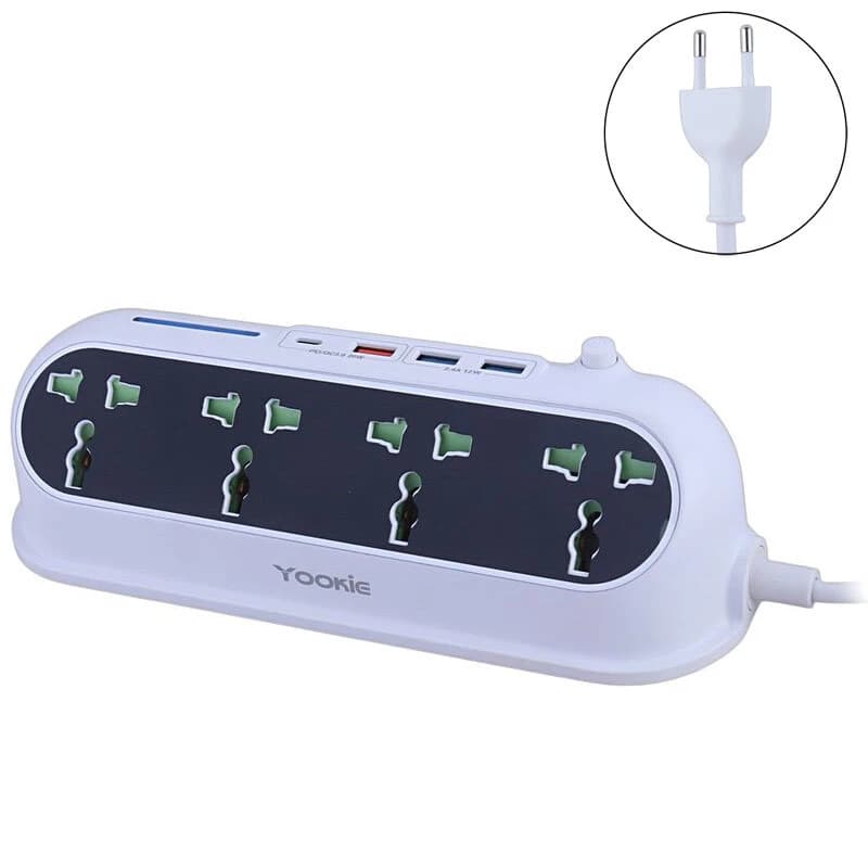چند راهی 4 خانه یوکی EB02 با کابل 1.4 متری + شارژر USB و Type-C — تصویر ۳