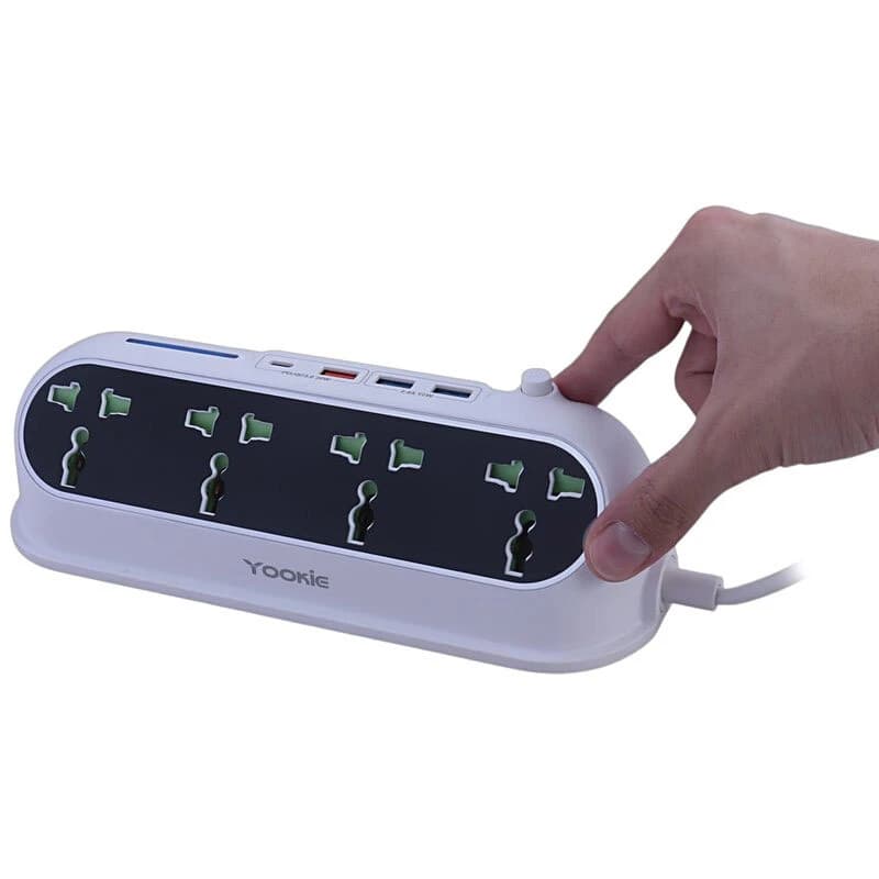 چند راهی 4 خانه یوکی EB02 با کابل 1.4 متری + شارژر USB و Type-C — تصویر ۸