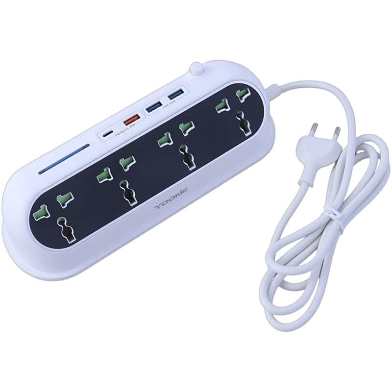 چند راهی 4 خانه یوکی EB02 با کابل 1.4 متری + شارژر USB و Type-C — تصویر ۴