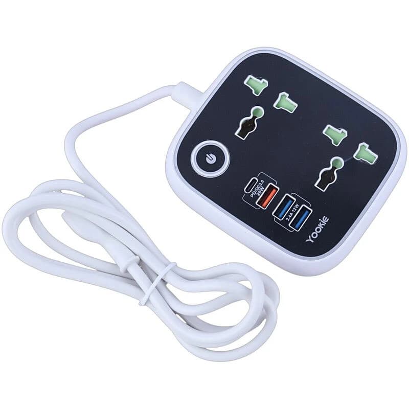 چند راهی 2 خانه یوکی EB03 با کابل 1.4 متری + شارژر USB و Type-C — تصویر ۴
