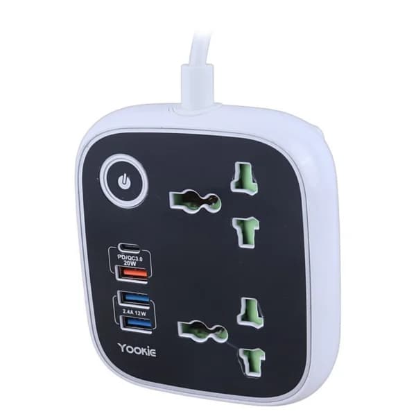 چند راهی 2 خانه یوکی EB03 با کابل 1.4 متری + شارژر USB و Type-C — تصویر ۹