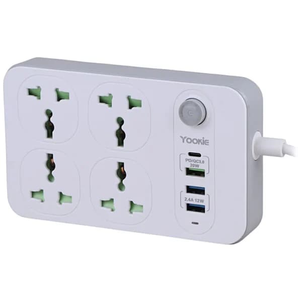 چند راهی 4 خانه یوکی EB01 با کابل 1.5 متری + شارژر USB و Type-C — تصویر ۹