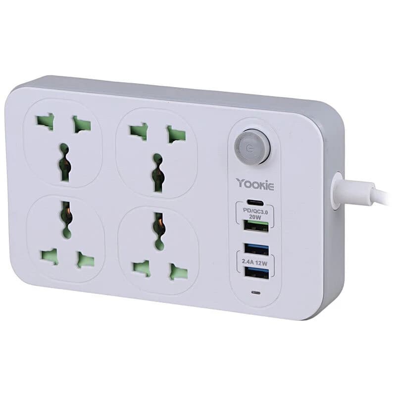 چند راهی 4 خانه یوکی EB01 با کابل 1.5 متری + شارژر USB و Type-C — تصویر ۳