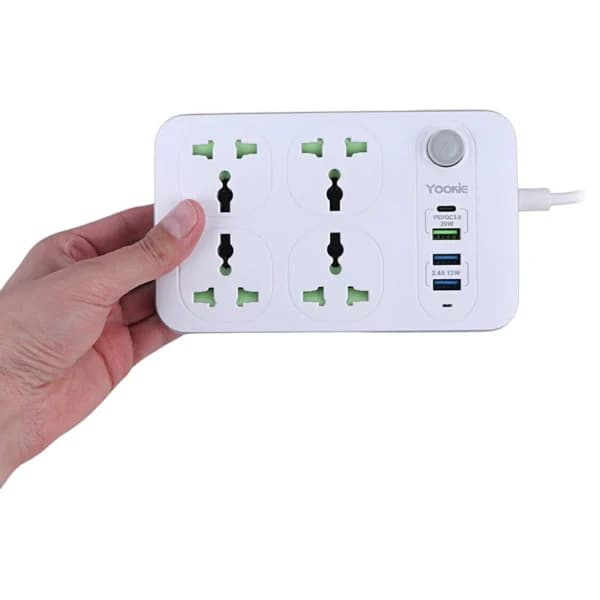 چند راهی 4 خانه یوکی EB01 با کابل 1.5 متری + شارژر USB و Type-C — تصویر ۱۲