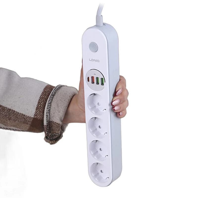 چند راهی 4 خانه الدینیو SE1 با کابل 2 متری + شارژر USB و Type-C — تصویر ۸