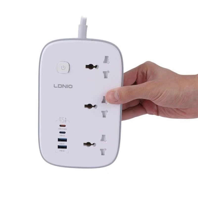 چند راهی 3 خانه ارت دار الدینیو SC6 با کابل 2 متری + شارژر USB و Type-C — تصویر ۶