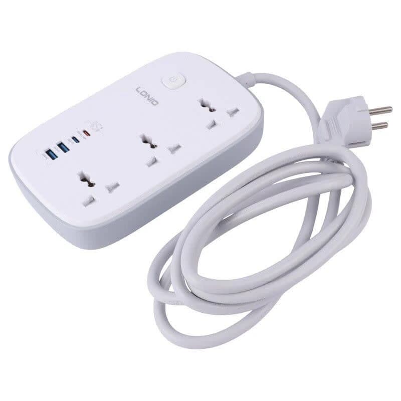 چند راهی 3 خانه ارت دار الدینیو SC6 با کابل 2 متری + شارژر USB و Type-C — تصویر ۳