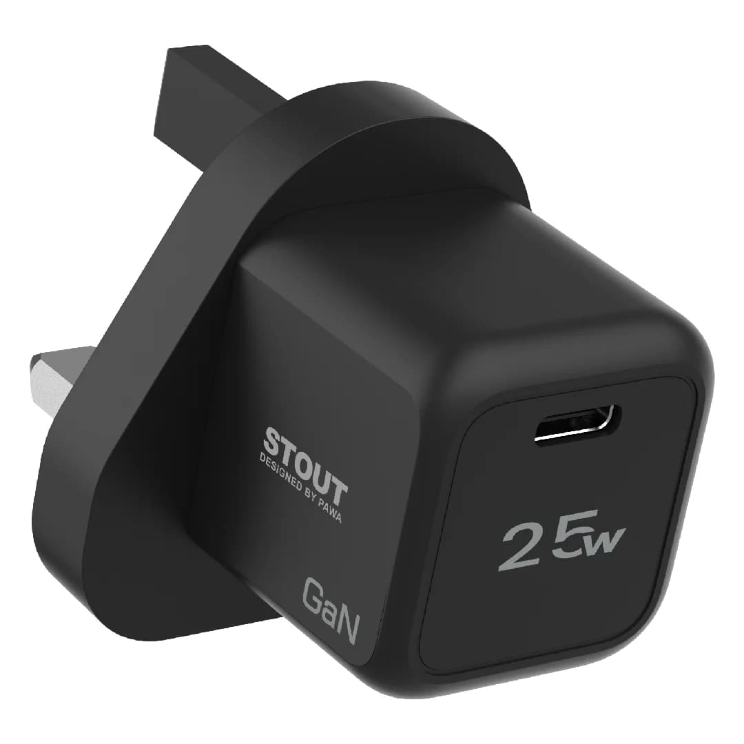 شارژر دیواری 25 وات 3 پین پاوا مدل Stout Gan PW-GN25UK به همراه کابل تایپ C — تصویر ۴