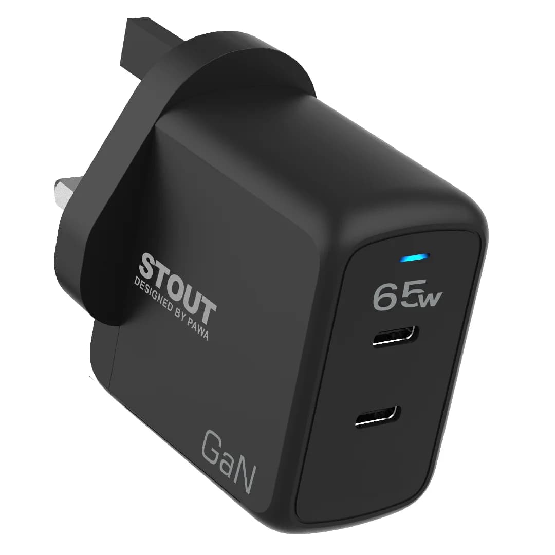 شارژر دیواری 65 وات 3 پین پاوا مدل Stout GaN PW-GN65UK