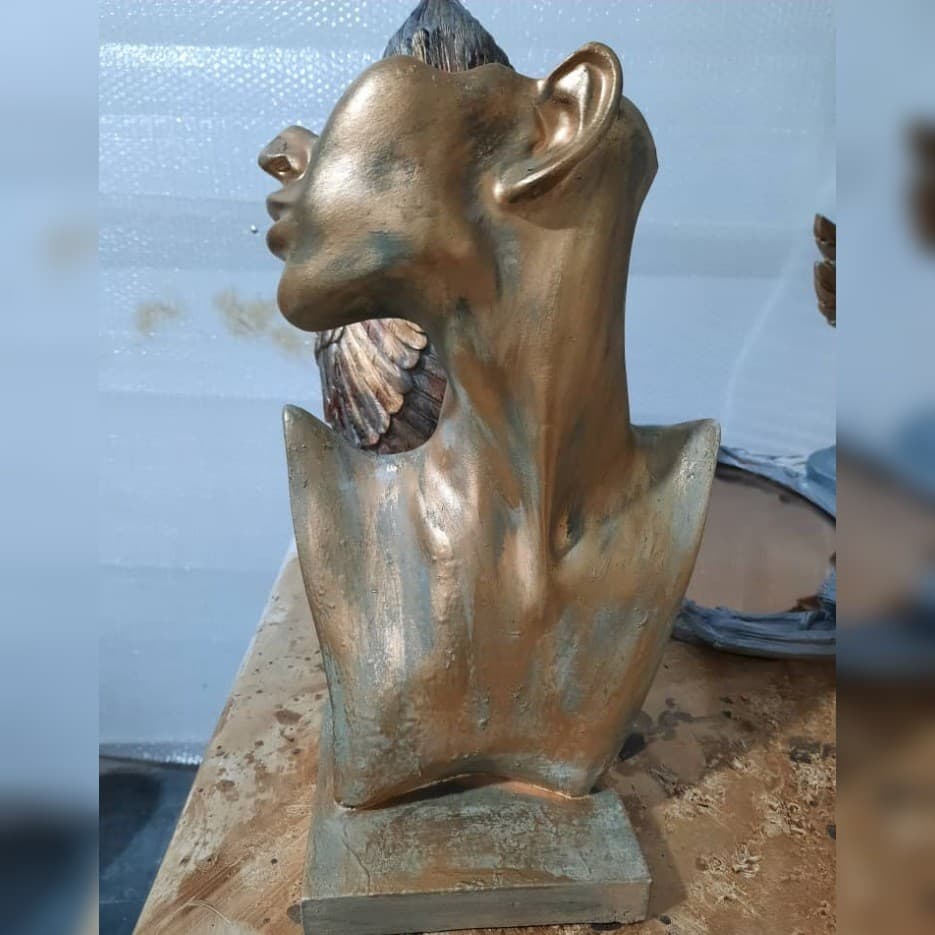 استند جواهر و طلا طرح مجسمه پتینه دکوپاژ کهنه کاری — تصویر ۲