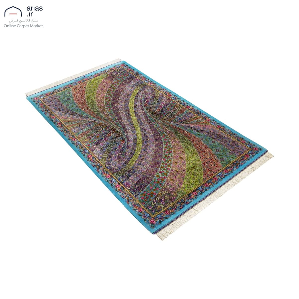 فرش دستباف ذرع نیم تمام ابریشم نقشه گردباد مارک محمدی کد D02821G — تصویر ۳