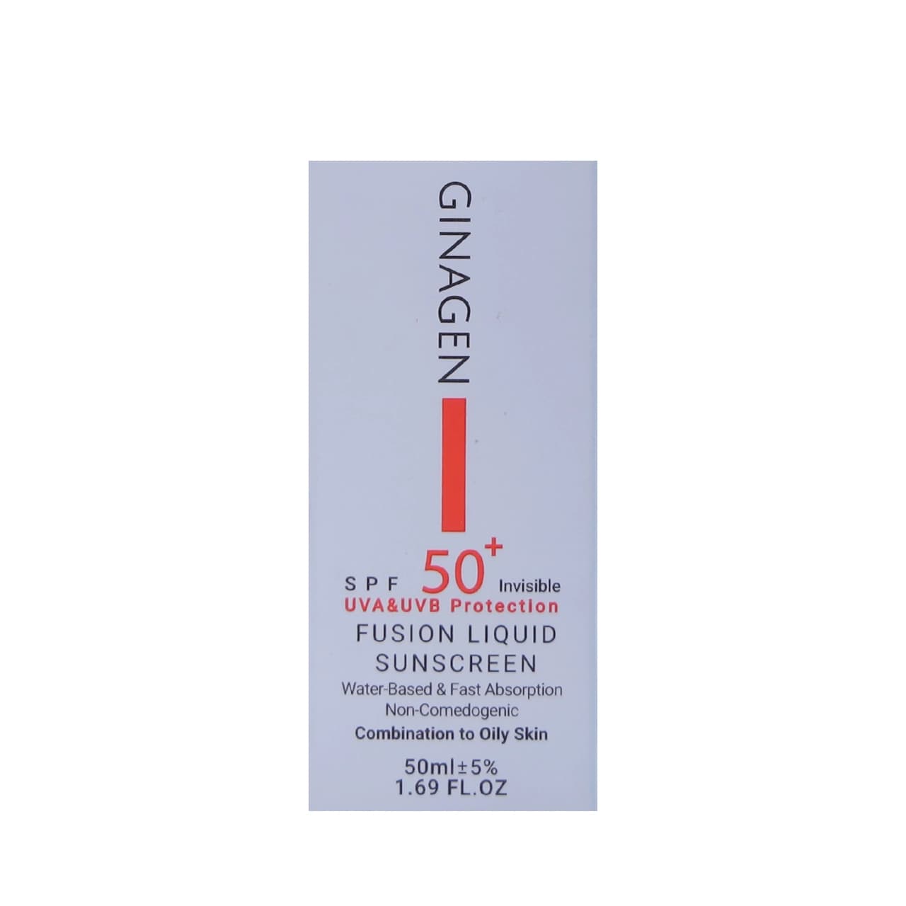 کرم ضد آفتاب بی رنگ فیوژن لیکویید ژیناژن SPF50 مناسب پوست های چرب و مختلط 50 میلی لیتر