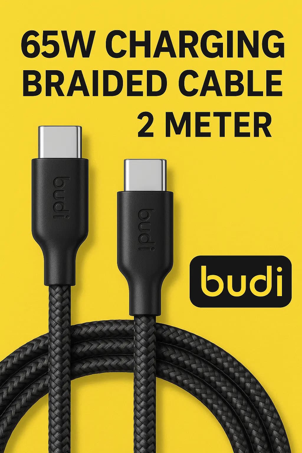 کابل شارژ کنفی USB-C به USB-C بودی مدل DC206TT20B 65W 2M با گارانتی — تصویر ۲
