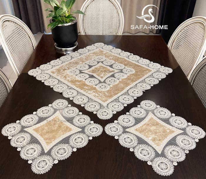 ست رومیزی قیطان 3 تکه طرح مربع — تصویر ۲