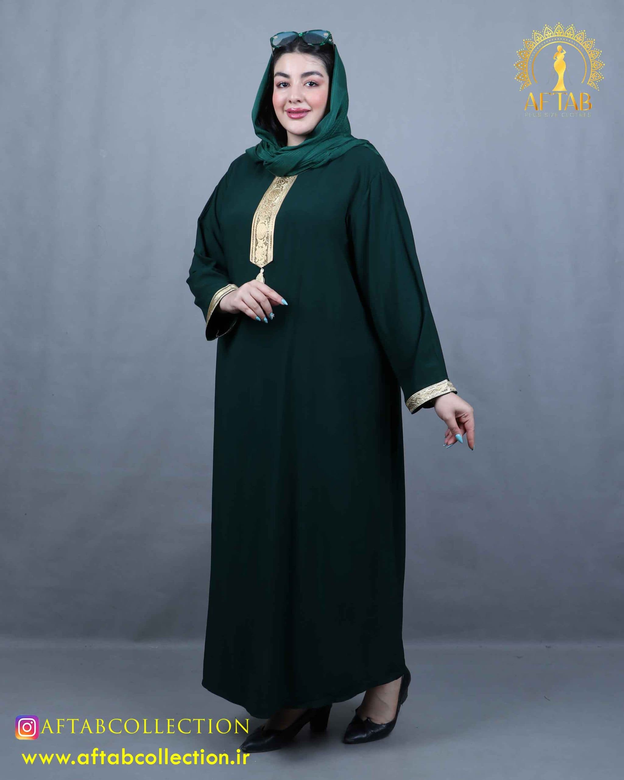 مانتو کفتان خرجکار طلایی سایزبزرگ 4884 — تصویر ۳