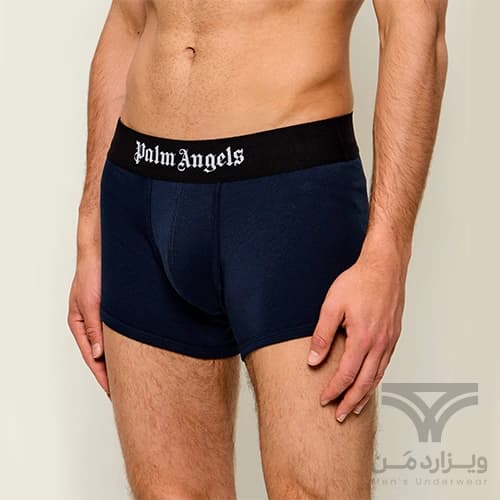 شورت مردانه باکسر بریف اورجینال وارداتی برند Palm Angels سرمه ای مشکی سفید کش 5 سانتی — تصویر ۴
