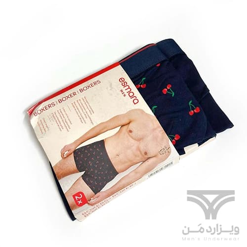 پک 2 تایی شورت مردانه پادار اورجینال Esmara Men (Livergy) آلمان وارداتی سرمه ای طرح گیلاس — تصویر ۲