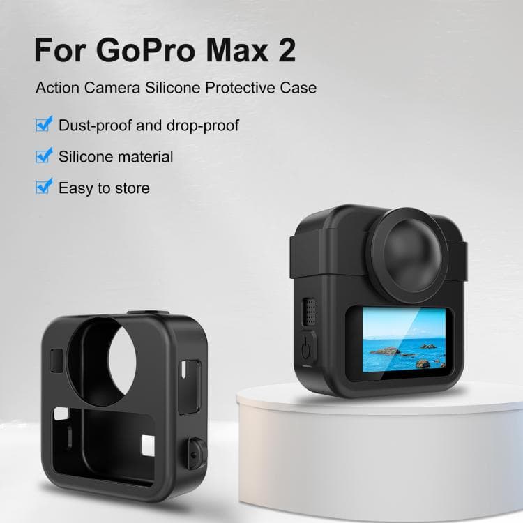 قاب سیلیکونی GoPro MAX2 مدل PULUZ PU1099B | دو درپوش لنز و بند — تصویر ۶