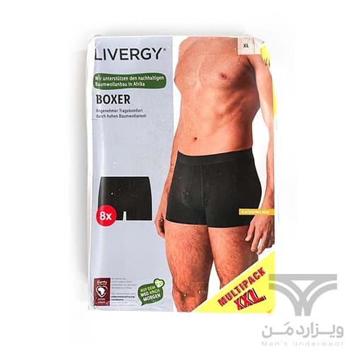 پک 8 تایی اقتصادی شورت مردانه پادار اورجینال لیورجی Livergy آلمان وارداتی مشکی — تصویر ۲