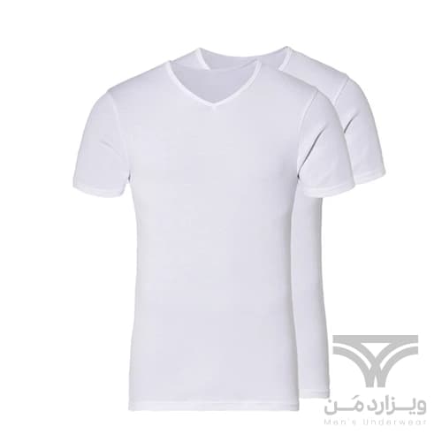 پک 2 تایی زیرپوش نیم آستین اورجینال لیورجی (Esmara Men) Livergy آلمان وارداتی یقه هفت سفید