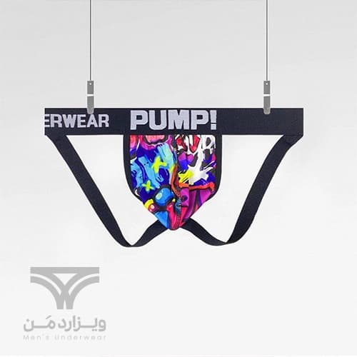 شورت مردانه جاک استرپ Jockstrap اورجینال برند پامپ Pump فانتزی پشت باز 2 بند طرح گرافیتی Graffiti — تصویر ۸