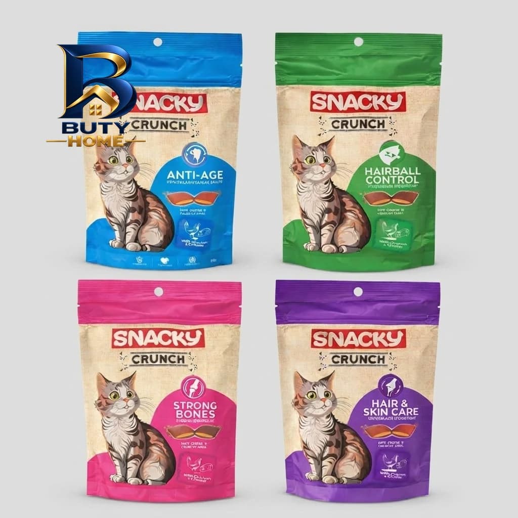 تشویقی گربه اسنکی مدل Crunch با طعم مرغ و ماهی وزن 240 گرم مجموعه 4 عددی