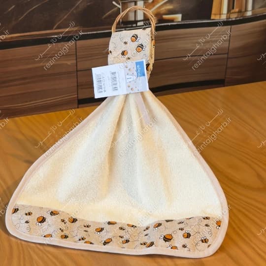 حوله آشپزخانه کتان طرح زنبور رزین تاژ