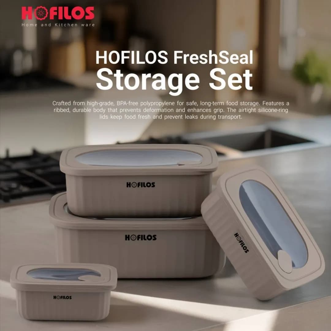 ست ظرف فریزری هوفیلوس Hofilos مستطیل 4 سایز مدل موج دار کد 4233 — تصویر ۲