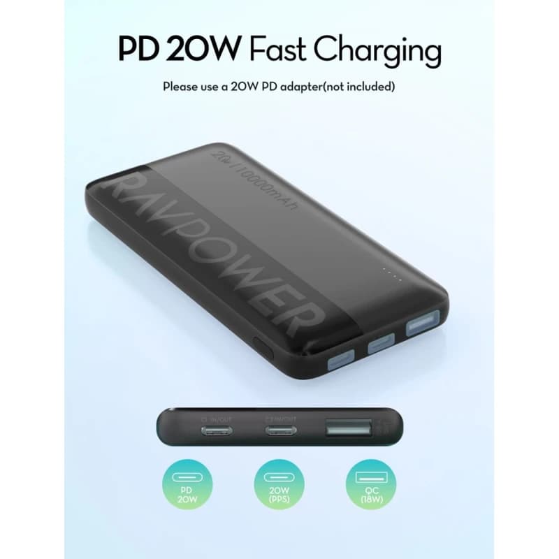 پاوربانک راوپاور RAVPOWER RP-PB1228 ظرفیت 10000 میلی آمپر (گارانتی آواژنگ) — تصویر ۲